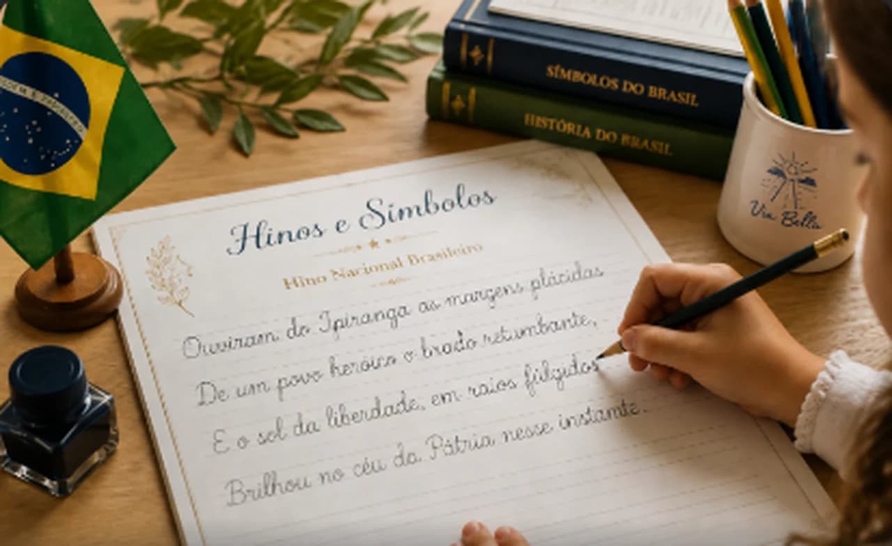 Hinos e Símbolos - Material gratuito de caligrafia